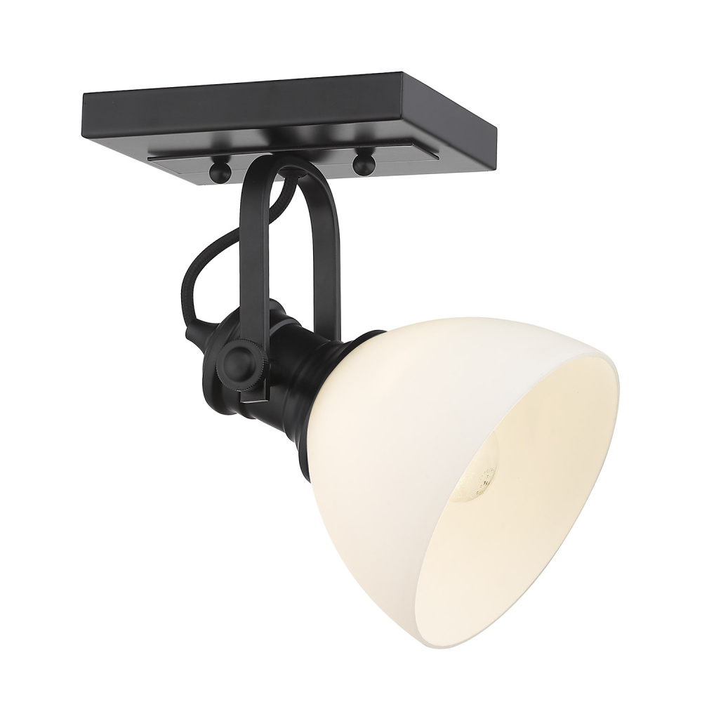 Yep by Golden Lighting Hines 1-light Adjustable Semi-Flush Mount in Matte Black and Opal Glass